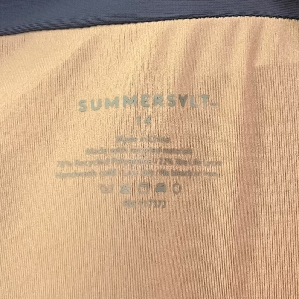 SUMMERSALT NWTs 1-Piece Swim Suit The Sun Streak Navy Blue/Light Blue Lo… - Picture 9 of 15